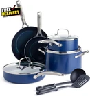 10PC Nonstick Cookware Set Diamond Ceramic Pots & Pans Pfas-free Oven 600F Blue New. Price: $152.40.