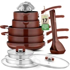 Nutrichef 17PCS Brown Stackable Pots And Pans Set Nonstick Induction Cookware New. Price: $112.48.