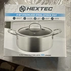 Hextec 5QT Stainless Steel Stock Pot W/tempered Glass Lid 3 Ply Hybrid Brand New. Price: $30.00.