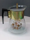 Mcm Golden Gilded Flowers Glass 6 Cup Coffee Carafe/tea Pot W/ Metal Lid-exc.. New. Price: $24.99.