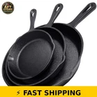 Simple Chef Cast Iron Skillet 3-PIECE Set Pre-seasoned Black New. Price: $62.99.