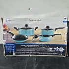 Mainstays Cookware Set 7 Piece Teal Nonstick Teflon Saucepans Dutch Oven New. Price: $13.29.