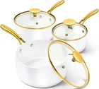 Michelangelo With Lid, Nonstick Ceramic 1+2+3 Quart, White New. Price: $75.68.