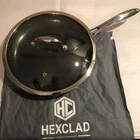 Hexclad 12-INCH Hybrid Nonstick Fry Pan With Tempered Glass Lid Stay-cool Handle Used. Price: $44.99.