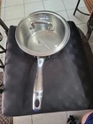 Tramontina Signature Tri-ply Clad Stainless Steel 3-QT Sauce Pan W Glass Lid Used. Price: $39.95.