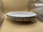 Mayfair Jackson Ceramic Pottery Holly& Berry Oval Casserole W/stand 2.1 Qt New. Price: $32.50.