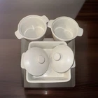 Figmint 3 Pc Stoneware Baking Set Cream Square Baker & 2 Lidded Mini Casseroles. Price: $22.99.