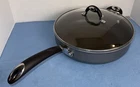 12 Bialetti Italian 5.5 Qt Non Stick Deep Saute Pan Tempered Glass Lid Cookware Used. Price: $37.00.