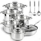 Colourcoco Stainless Steel Cookware Set - 15 Pots Pieces, Silver New. Price: $83.39.