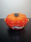 Creuset 2 Qt Enameled Cast Iron Pumpkin Cocotte Dutch Oven Flame Euc France New. Price: $185.00.