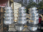 Culinary Edge Aluminum Caldero Pan Set Five-piece With Glass Lids Yellow Handles New. Price: $90.00.