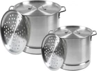 Aluminum Steamer Dual Piece Set, 28QT And 10QT, Silver New. Price: $225.57.