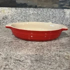 Le Creuset Red Stoneware Heritage Oval Au Gratin Dish 17-21 Baking Used. Price: $26.00.