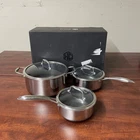 Hexclad Hybrid Nonstick 6 Piece Sauce Pan Pot Cookware Set 2QT 3QT 8QT W/ Lids Used. Price: $199.99.