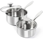 Michelangelo 1QT & 2QT Tri-ply Stainless Steel Saucepan Set W/ Lids New. Price: $135.98.
