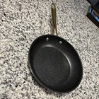 Thyme & Table Non-stick Frying Pan Black Gold Handle Aluminum Stainless Steel Used. Price: $15.00.