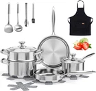 Stainless Steel Cookware Set, 16-PIECE Pots And Pans Non Toxic, Kitchen Indu New. Price: $93.06.