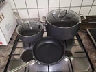 All-clad HA1 5-PIECE Nonstick Fry Pan Set 8/10/12 Induction Black New. Price: $238.10.