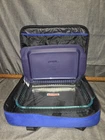 Pyrex Portables Insulated Carrier 9X13" Casserole Dish With Lid Blue Canvas Used. Price: $18.00.