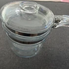 Vintage Pyrex Flameware Glass Double Boiler Saucepan & Lid 6283 1-1/2 Qt Euc Used. Price: $39.99.