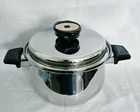 Royal Queen Temp Tone Plus 5 Ply Multi Core Stainless Steel Sauce Pan / Lid 9" Used. Price: $38.00.