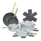 Beautiful 19793 12PC Ceramic Non-stick Cookware Set, Hydrangea By Drew Barrymore New. Price: $140.00.