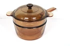 Visions Ware Corning 1.5 Glass Sauce Pan Double Boiler V-20-B Pot Amber Pyrex Used. Price: $39.99.