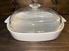 Corning Ware White A-10-B 2.5 Liter Casserole With Pyrex 12C Lid Used. Price: $19.99.