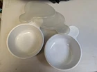 Corningware Grab White Bowls P-150-B Set Of 2 With Plastic Lids Used. Price: $20.00.