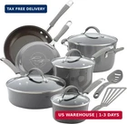 Rachael Cucina Nonstick Cookware, Sea Salt Gray Pots And Pans Set, 12-PIECE New. Price: $182.23.