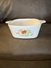 Corningware Floral Square Glass Ceramic Casserole P-43-B 2 3/4 Cup Handle Used. Price: $17.00.