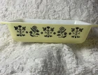 1960 Pyrex Yellow Embroidery Space Saver 575B Promotional Dish Floral Motif 2 Qt Used. Price: $75.00.