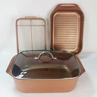 4PC Copper Chef Wonder Cooker Xl Set Roaster W/ Basket, Grill Pan & Glass Lid Used. Price: $55.99.