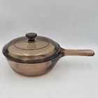 Vintage Corning Ware Vision Amber Glass 0.5L Sauce Pot W/ Pyrex Lid Used. Price: $17.95.