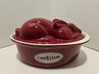 Vintage Chasseur Cast Iron Red Enamel Rabbit Dutch Oven French Baking Dish New. Price: $54.99.