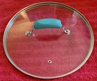 Tasty 10" Glass Replacement Lid Teal Silicone Handle Cookware Pot Pan Skillet Used. Price: $9.88.
