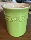 Le Creuset Retired Green Kiwi Utensil Caddy Pot Solid Ceramic Kitchen Crock Hold Used. Price: $25.00.