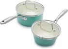 Greenlife Artisan Healthy Ceramic Nonstick, 1QT And 2QT Saucepan Pot Set With New. Price: $104.99.