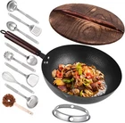 12.8" Carbon Steel WOK-11PCS Woks & Stir Fry Pans With Lid, No Black New. Price: $50.85.