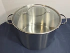 Chefmate Premium 6QT Stock Pot Stainless Steel W/vented Glass Lid Used. Price: $19.99.