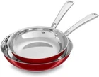 Kitchenaid Stainless Steel 8" And 10" Skillet Griddle Pan Cookware, Red New. Price: $32.87.