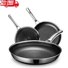 Snowclad Hex-surface Stainless Nonstick Pan Hybrid 8/10/12 Inch Set New. Price: $239.99.