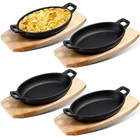 Mifoci 4 Pcs Mini Cast Iron Skillet Wooden Base Small Fajita Plates New. Price: $105.89.