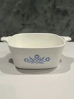 Corningware P-43-B 22 Oz Glass Casserole With Handle Blue Floral Square Usa Used. Price: $19.50.
