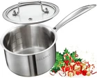 Delarlo Stainless Steel Small Brushed Saucepan With Lid, Induction 2.0QT New. Price: $51.46.