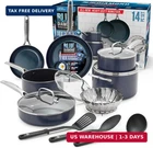 Blue Diamond 14 Piece Cookware Set, Infused Pfas & Pfoa-free Ceramic Non New. Price: $219.36.
