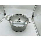 All-clad Stainless Steel Stock Pot With Lid Silver Riveted Handles Round Used. Price: $156.99.