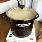 Creuset Enameled Steel Stock Pot With Glass Lid New. Price: $120.00.