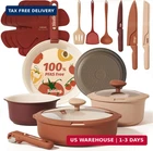 Carote Ceramic Cookware Set, Pots Pans Non Stick With Detachable Handle, New. Price: $71.86.