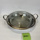 Wolfgang Puck 13" Chef Casserole Fry Pan With Lid Glass Stainless Double Handle Used. Price: $38.08.